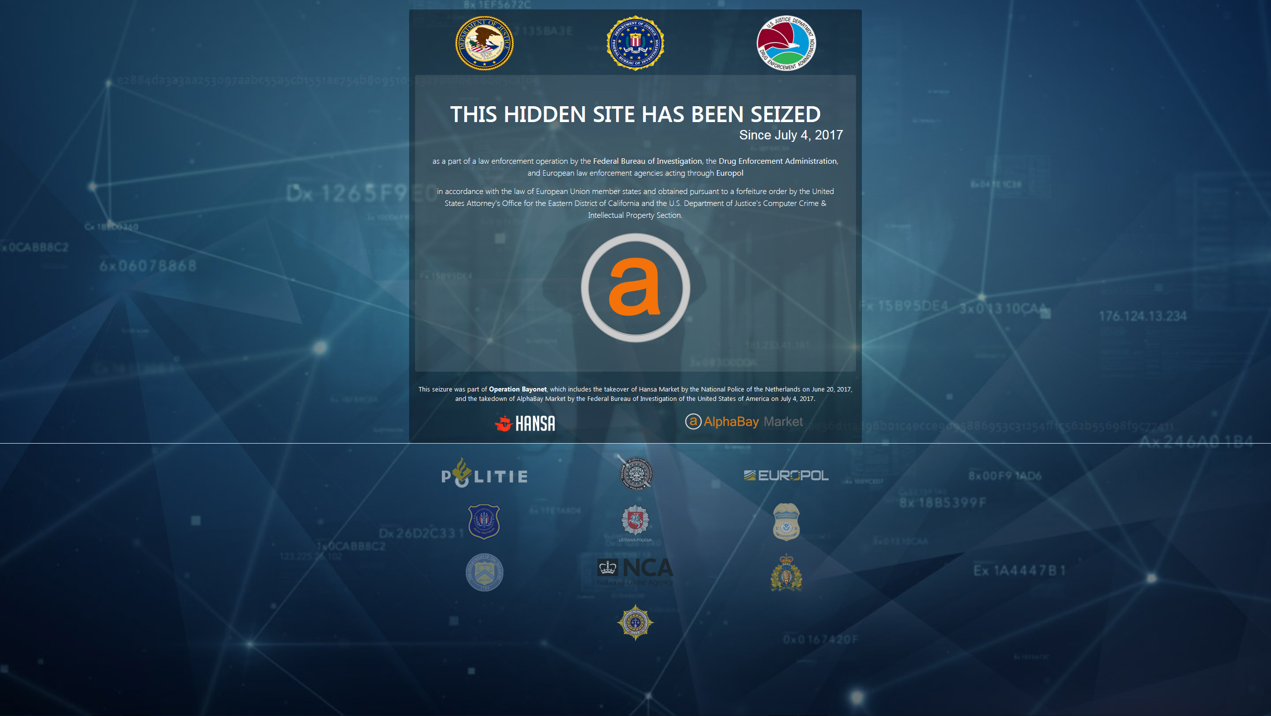 AlphaBay seized banner