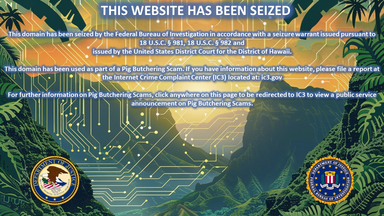 Cryptocurrency scam 2 seized banner